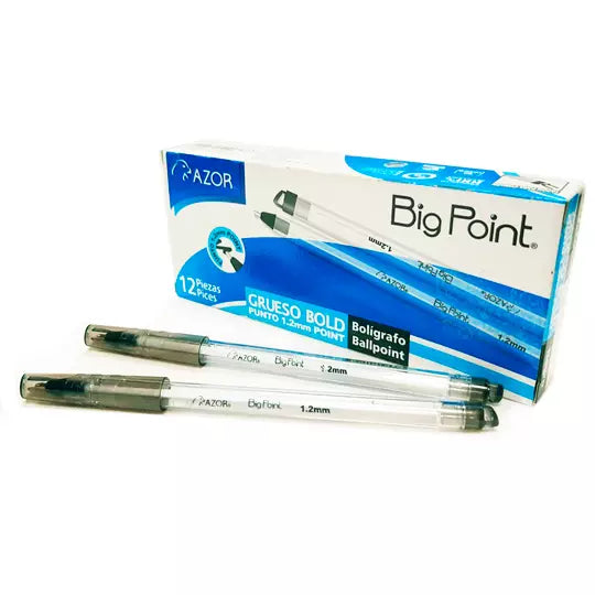 Bolígrafo grueso Big Point 1.2 mm color negro caja con 12 pzas