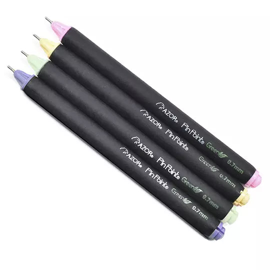 Bolígrafo fino ecológico mini Pin Point Green 0.7 mm surtido pastel 4 piezas