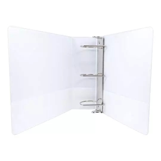 Carpeta panorámica con cristal Kinera ca rta herraje 3 pulgadas "D" color blanco