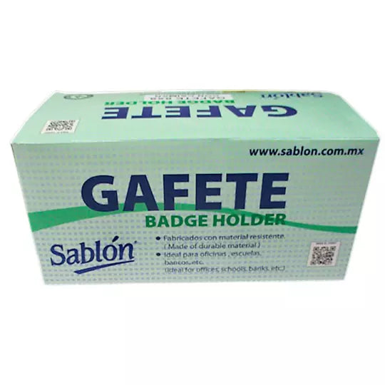 Gafete con caimán Sablón uso vertical/ho rizontal 6x9 cm caja con 40 pzas