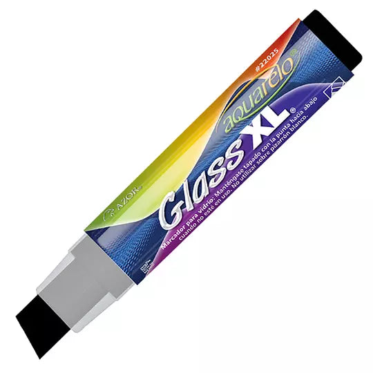 Marcador para vidrio Aquarelo Glass XL p unta cincel 16 mm color negro blíster
