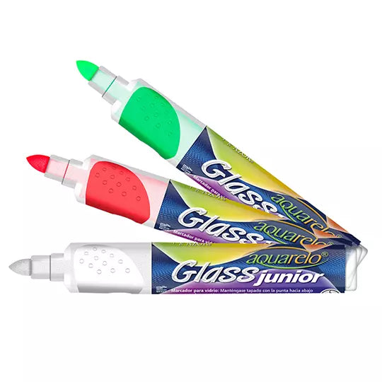 Marcador para vidrio Aquarelo Glass Jr. colores surtidos empaque con 3 pzas
