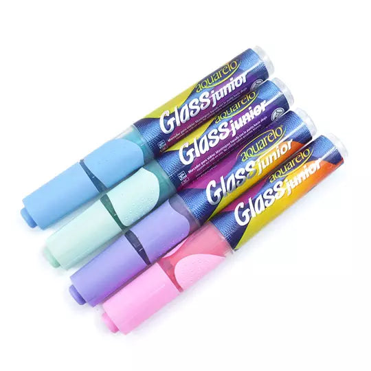 Marcador para vidrio Aquarelo Glass Jr. punta bala 4 mm colores pastel con 4 pzs