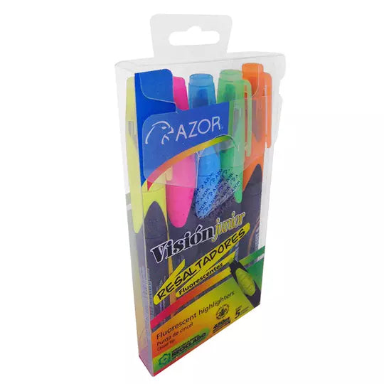 Resaltador de texto Vision Junior cincel 4mm colores surtidos empaque con 5 pzas