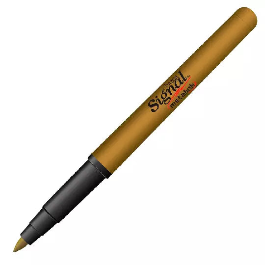 Marcador permanente fino Signal Metalink punta bala 1.3 mm color dorado 12 pzs