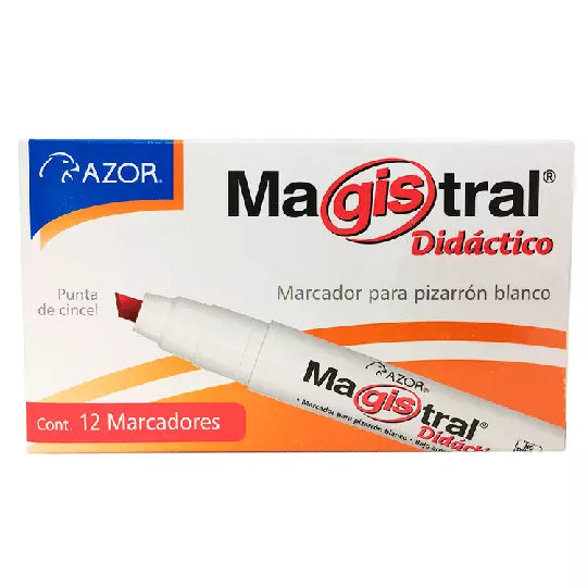 Marcador Magistral Didáctico punta cince l 6 mm color rojo caja con 12 piezas