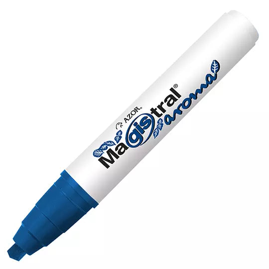 Marcador para pizarrón Magistral Aroma p unta cincel 6 mm azul caja c/12 pzas