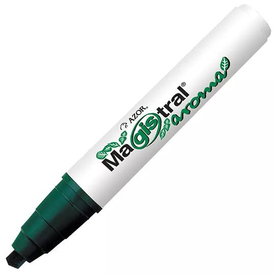 Marcador para pizarrón Magistral Aroma p unta cincel 6 mm verde caja c/12 pzas