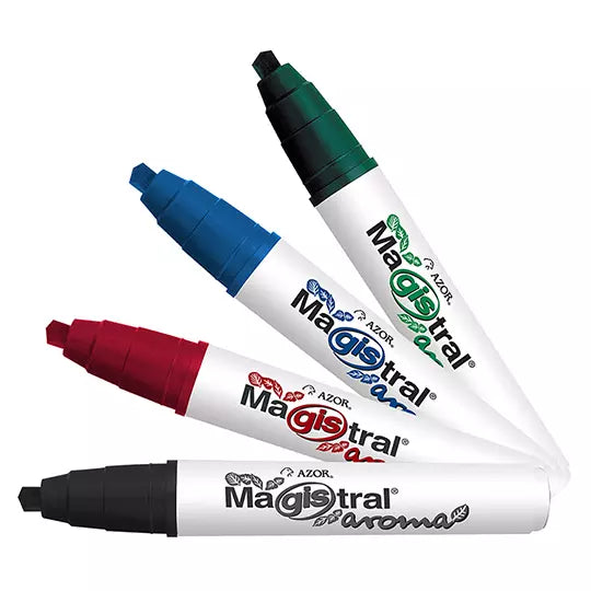 Marcador Magistral Aroma punta cincel 6 mm colores surtidos empaque con 4 pzas
