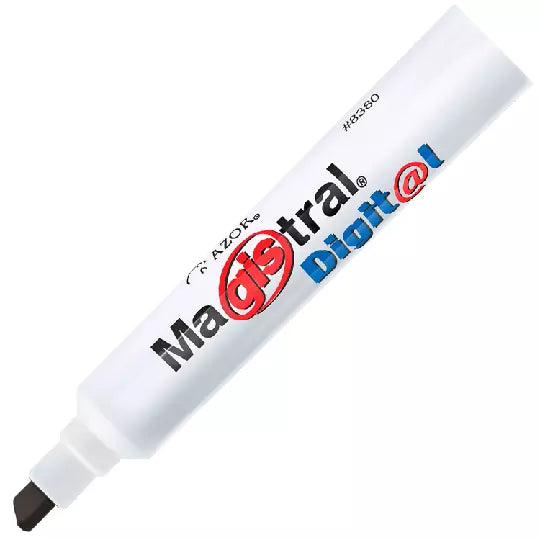 Marcador Magistral Digital punta cincel 6 mm color negro caja con 12 piezas