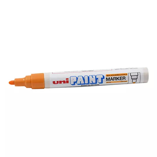Marcador permanente UniPaint punta bala color naranja caja con 12 pzas