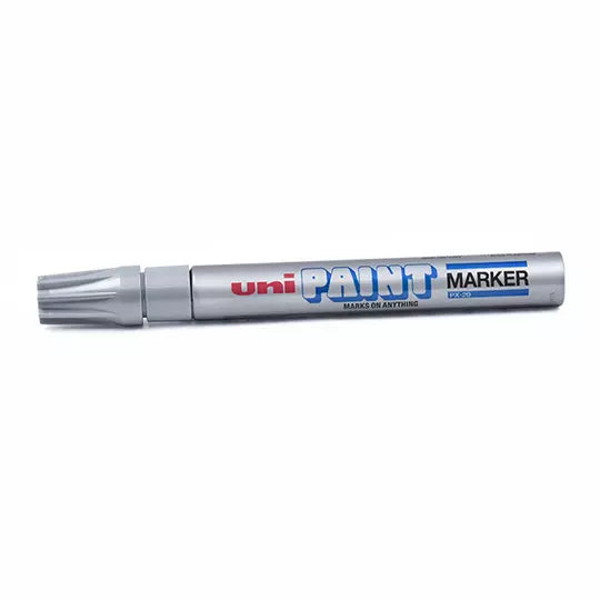 Marcador permanente UniPaint punta bala color plata blíster