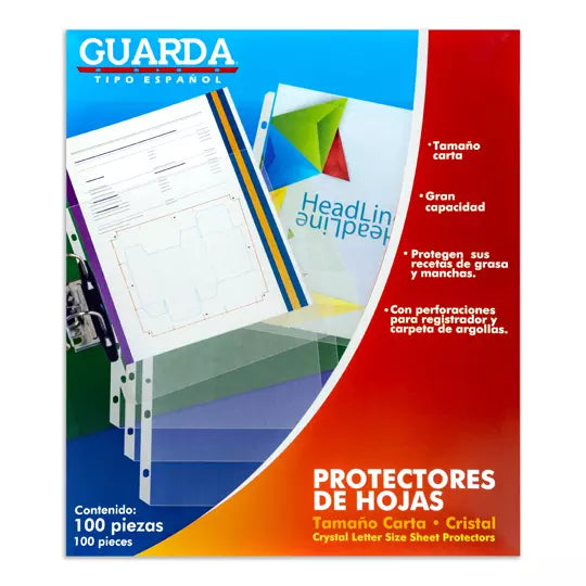 Protector de hojas cristalino Guarda 330 tamaño carta caja con 100 pzas