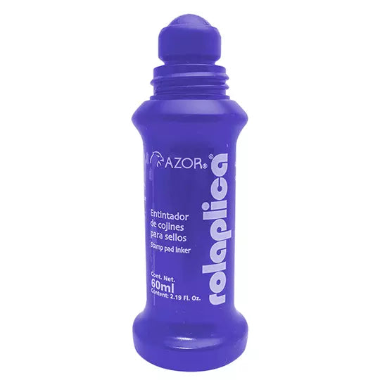 Tinta para sello Rolaplica Azor color az ul sistema Roll-On 60 ml