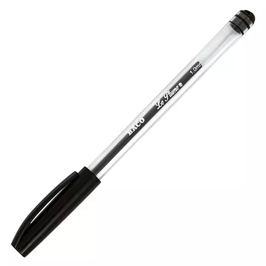 Bolígrafo BACO Le Plume punto mediano 1. 00 mm color negro caja con 12 piezas