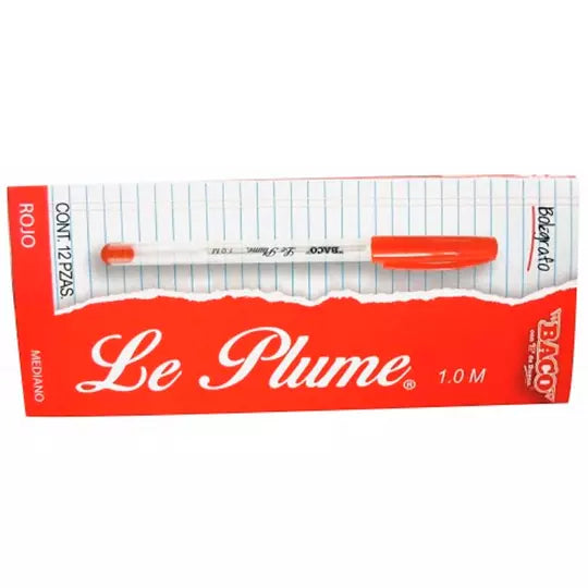 Bolígrafo BACO Le Plume punto mediano 1. 00 mm color rojo caja con 12 piezas