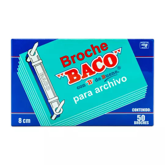 Broche BACO clásico de 8 cm caja con 50 broches