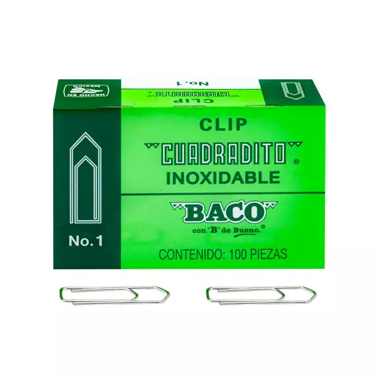 Clip BACO cuadrito No. 1 caja de 100 cli ps