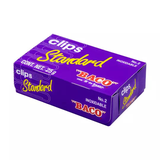 Clip BACO standard económico No. 2 caja con 25 gramos