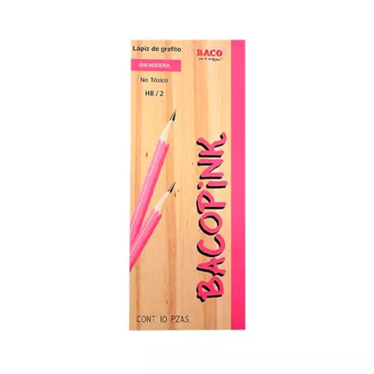Lápiz de grafito BACOPINK HB No.2, caja con 10 piezas