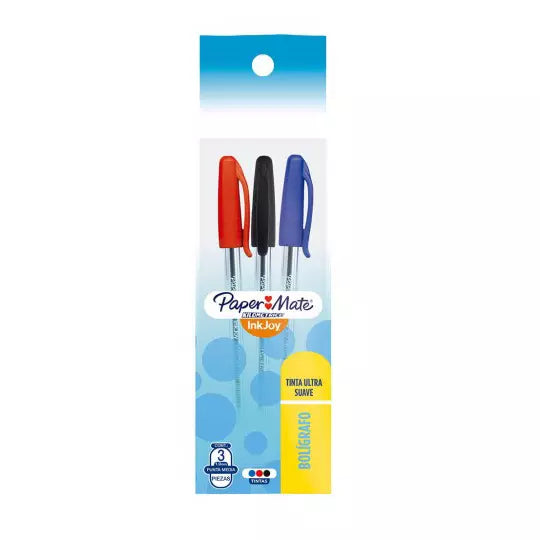 Bolígrafo PaperMate Punto Mediano con 3 Kilométrico Colores Surtidos