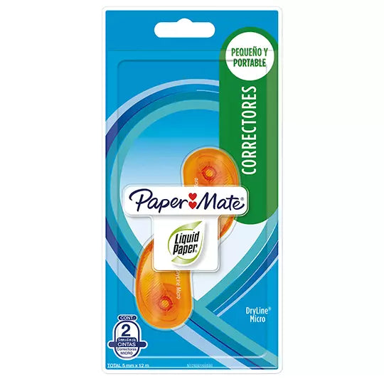 Corrector en cinta micro Paper mate, Blí ster con 2 piezas