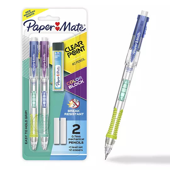 Lapicero Clear Point punto 0.7 mm, blíst er con 2 piezas + minas y 2 gomas