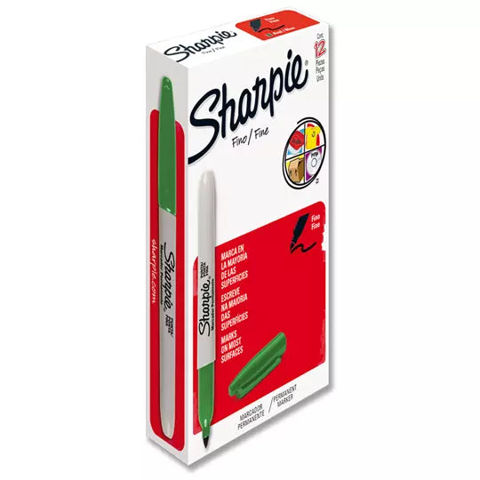 Marcador permanente Sharpie fino verde c aja con 12 piezas