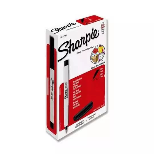 Marcador permamente Sharpie ultra fino n egro caja 12 piezas