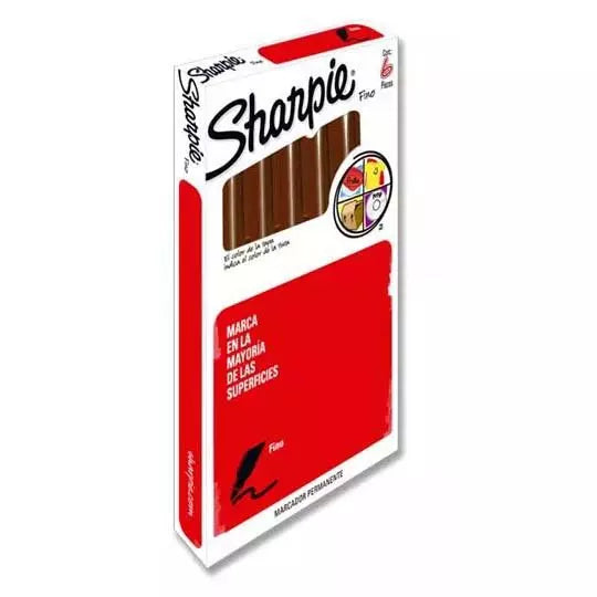 Marcador permanente Sharpie fino café co n 6 piezas