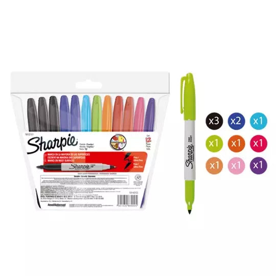Marcador Sharpie doble punta surtido bol sa con 12 piezas