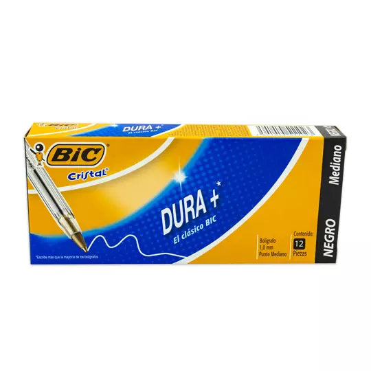 Bolígrafo BIC negro punto mediano 1.0 mm caja con 12 piezas