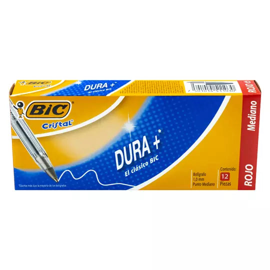 Bolígrafo BIC rojo punto mediano 1.0 mm caja con 12 piezas