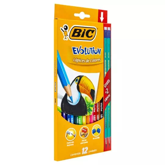 Colores BIC Evolution caja con 12 colore s + 2 lápices