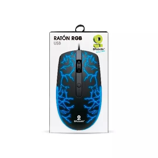 BRobotix MOUSE ALÁMBRICO ILUMINADO, USB, 1600 DPIs, Modelo STORM Color Negro, Plug and Play - Mouse USB Gamer - Ratón, RGB , PC Escritorio Laptop Notebook, Laptop, Notebook, Computadora - Compatible con Windows , HP , Lenovo, Dell , Asus
