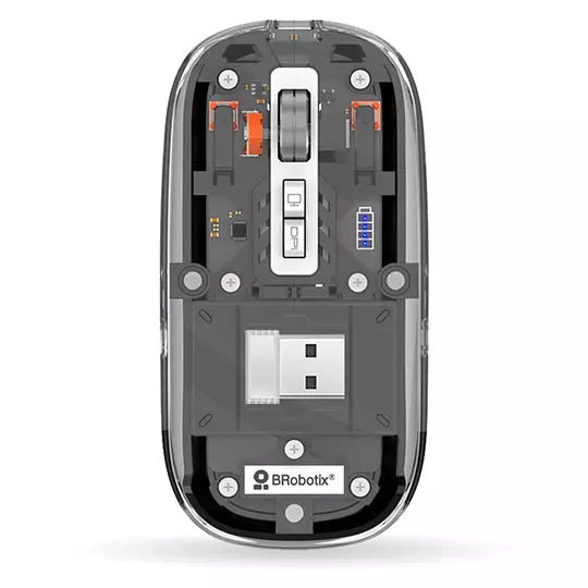 Mouse Inalámbrico Recargable Glass Conex ión 2.4 GHz/BT, 1600 DPI BROBOTIX