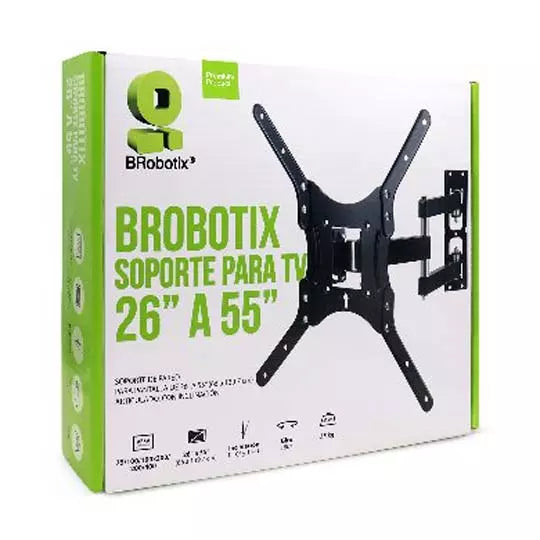 Soporte De Pared Para TV De 25" A 55" Ar ticulado Con Inclinación, BROBOTIX