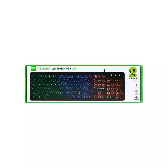Teclado USB Iluminado RGB, Teclas Circul ares, Retro BROBOTIX 963098