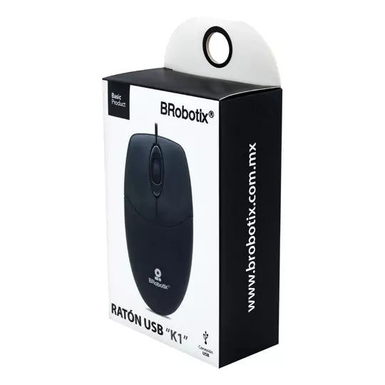 BRobotix MOUSE ALÁMBRICO, USB, 1200 DPIs, MODELO K1, Color Negro, Plug and Play - Mouse USB - Mouse Óptico - Ratón, PC Escritorio Laptop Notebook, Laptop, Notebook, Computadora - Compatible con Windows , HP , Lenovo, Dell , Asus