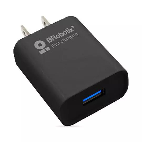 BROBOTIX COMBO USB DE CARGA RAPIDA CARGADOR USB 3.0 PARA PARED + CABLE USB TIPO C, DE 1 METRO COLOR NEGRO - Adaptador Cable Corriente Alimentacion Telefono Celular - USB Version 3.0 FAST CHARGING compatible iPad iPhone , Celular Samsung