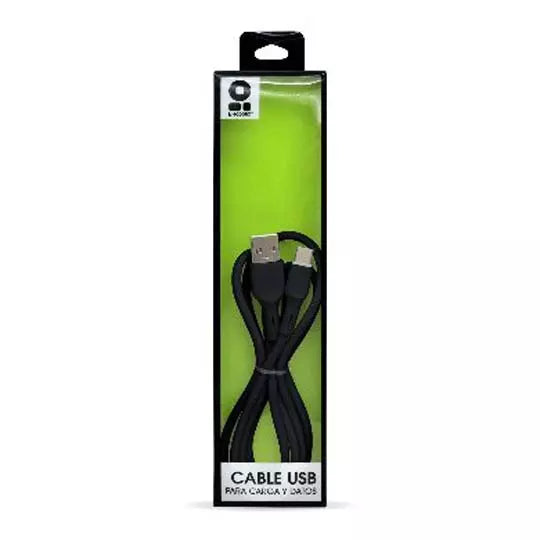 BROBOTIX CABLE USB TIPO A - USB TIPO C, COLOR NEGRO, 1 METRO, puntas de acero reforzado, Forro PVC, Compatible con Smartphones, Tabletas y dispositivos portátiles.