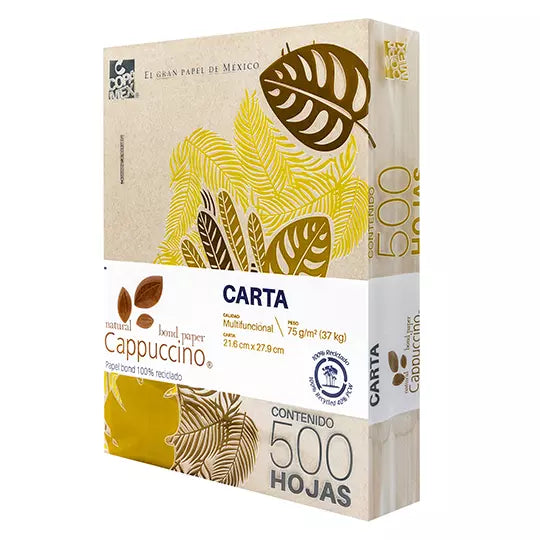 Resma de papel Cappuccino 100% reciclado tamaño carta cappuccino 75gr, 500 hs