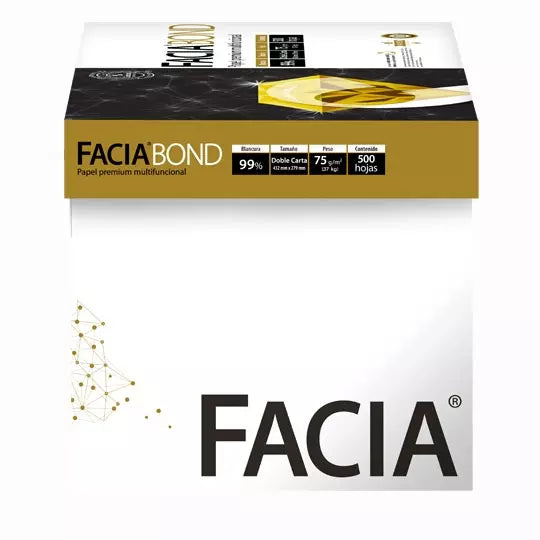 Caja de papel bond Facia tamaño doble ca rta 99% de blancura 75gr.