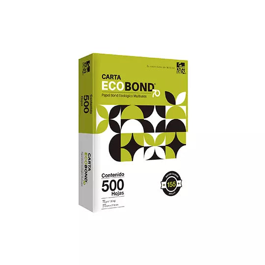 ECOBOND ECOLOGICO CAJA DE PAPEL CARTA 70GR, 95% BLANCURA, CON 5 MILLARES.
