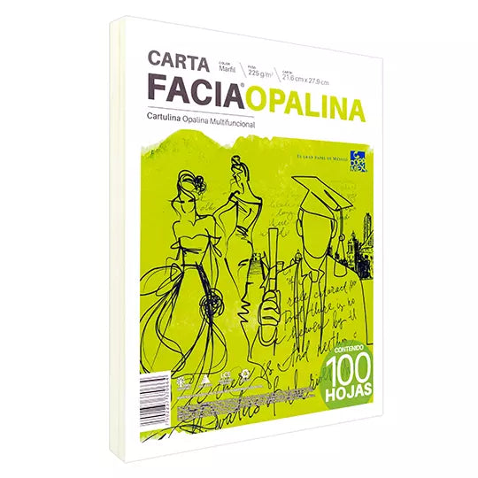 Paquete de cartulina opalina marfil 225g r. Facia tamaño carta paquete 100 hs