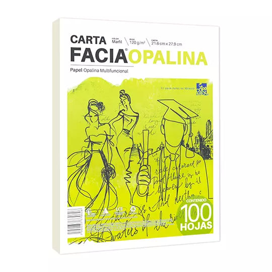 Paquete de papel opalina marfil 120gr. F acia tamaño carta paquete 100 hs