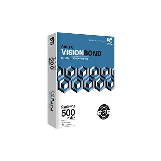 Caja de papel bond Vision tamaño carta 9 7% de blancrua 75gr.