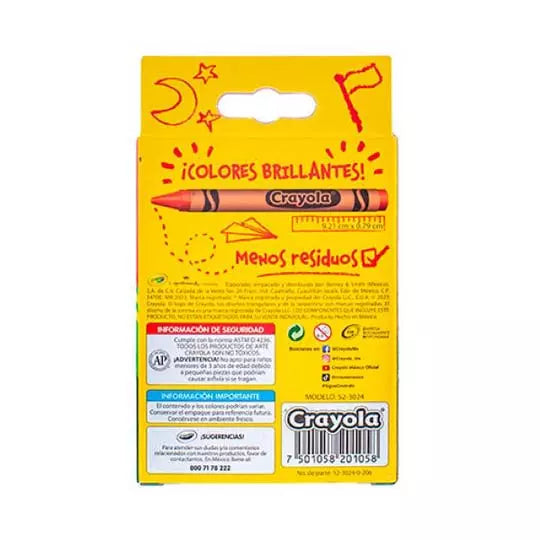 Crayones Crayola Estándar 9.21 cmx.7.9 c m 24 piezas