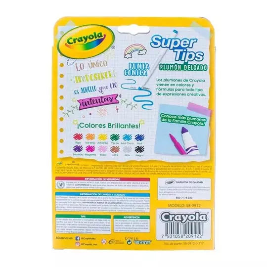 Marcadores crayola lavables super tips 1 2 colores