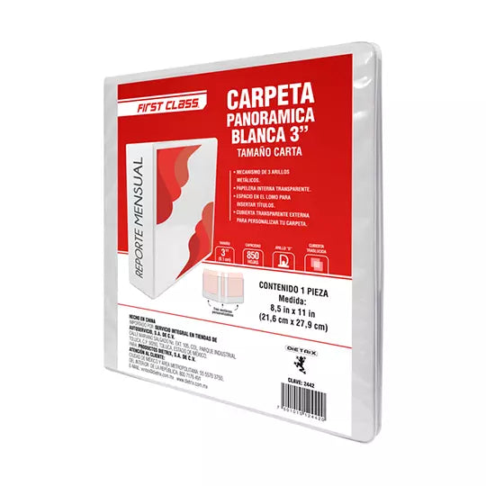 Carpeta de vinil carta DIETRIX 3 pulgada s herraje D color blanca con ventana